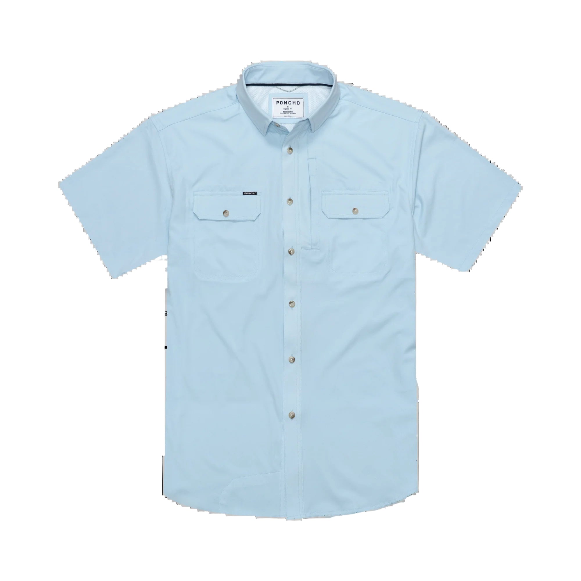 Men's Poncho "Blue Steel" Short Sleeve Button Up Shirt 