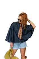 TwoFly Women's Blu Outlaw Denim Button Up Poncho