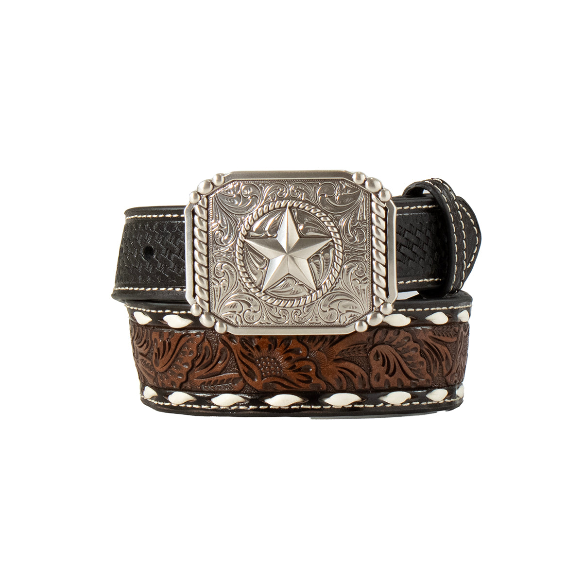 Boy's 3D Black Floral Embossed Body Belt D1200041107
