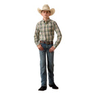 Boy's Ariat Bronze Green Plaid Pro Series Sebastian Shirt 10073634