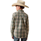 Boy's Ariat Bronze Green Plaid Pro Series Sebastian Shirt 10073634