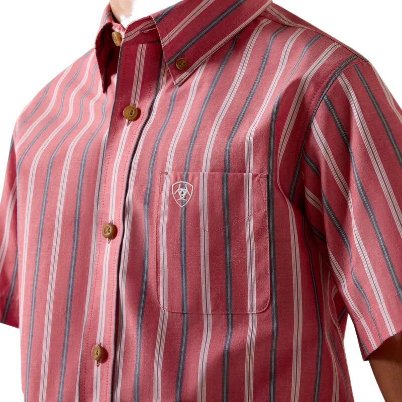 Boy's Ariat Hibiscus Red Stripe Pro Series Bobby Shirt 10073638