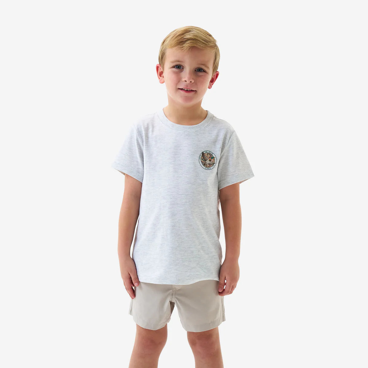 Boy's Burlebo Ash Gray Camo Mallard Duck Short Sleeve T-shirt Y-SST-CMD-AG