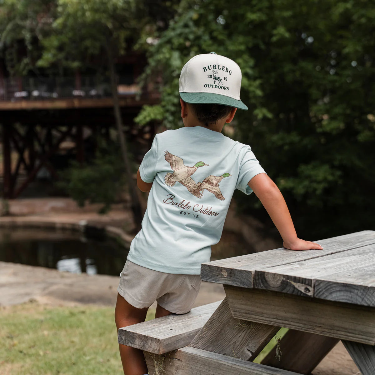 Boy's Burlebo Sky Blue Flying Mallards Short Sleeve T-shirt Y-SST-FM-SB