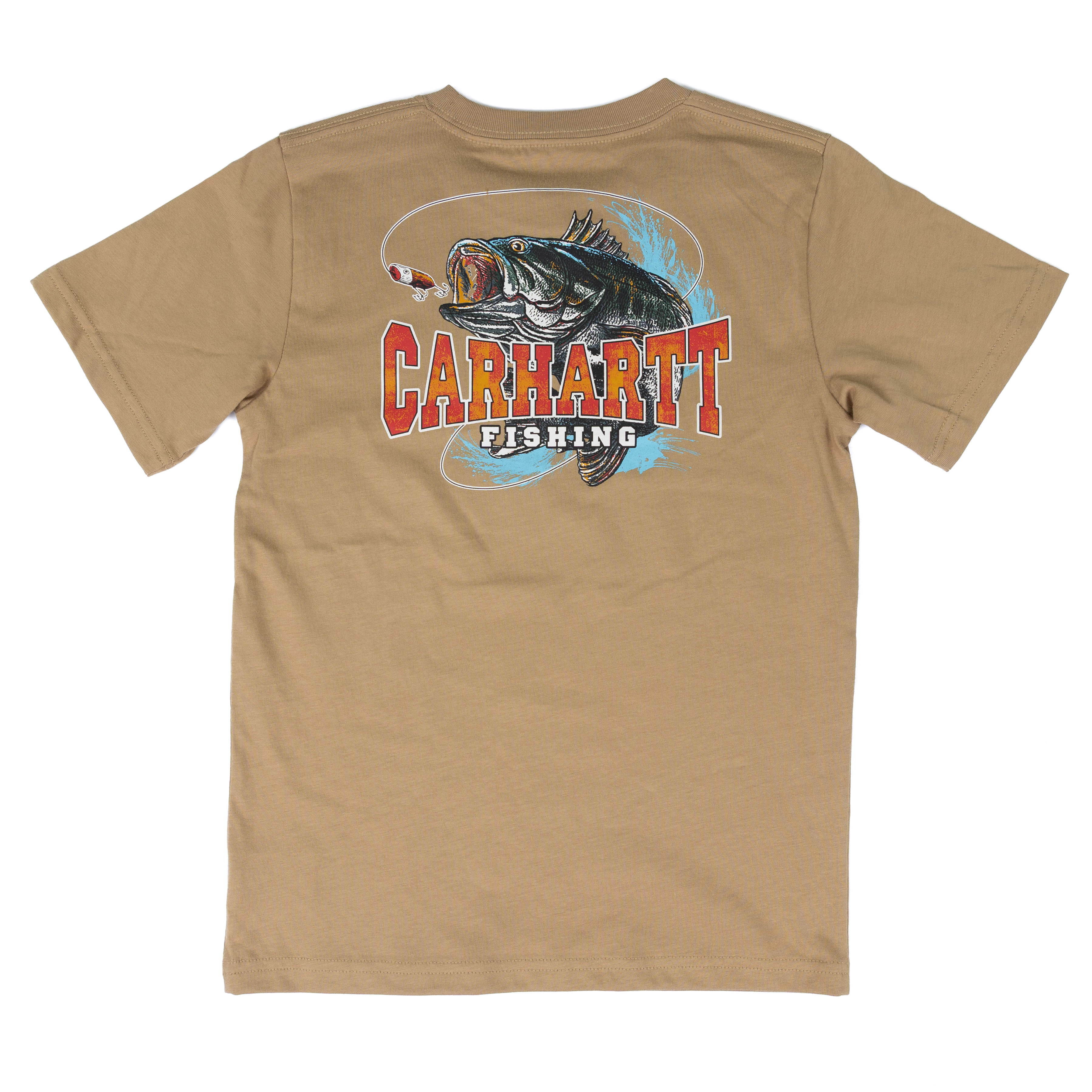 Boy's Carhartt Fish Printed Short Sleeve Khaki T-shirt CA6791-CT06