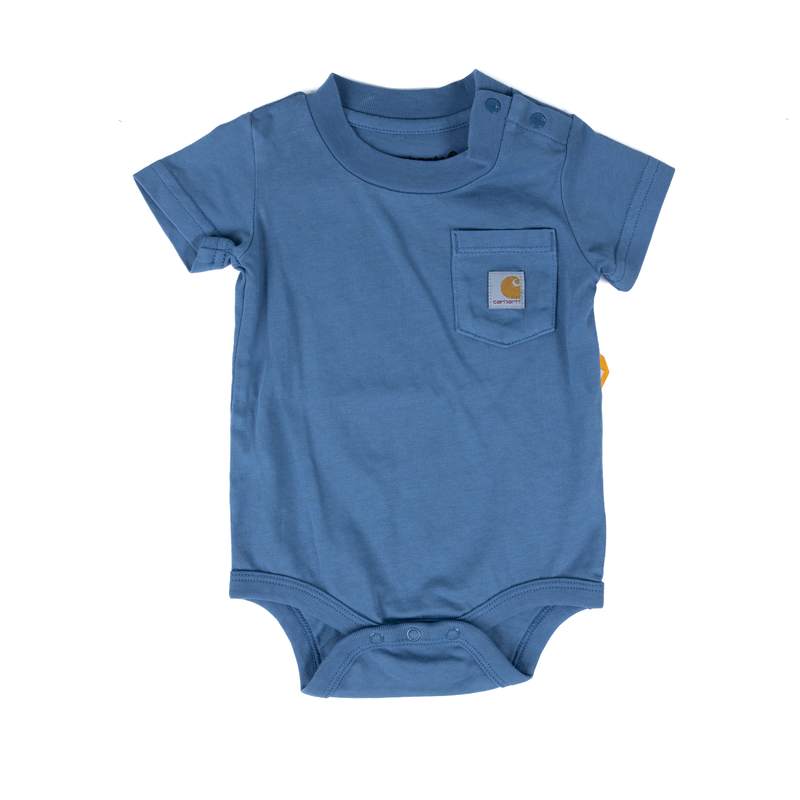 Boy's Carhartt Medium Blue Short Sleeve Pocket Bodysuit CA5021-HS2W
