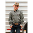 Boy's Cinch Geo Print Button Down Shirt MTW7060392