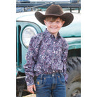 Boy's Cinch Multicolor Paisley Print Button Down Shirt MTW7060378