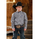 Boy's Cinch Paisley Print Long Sleeve Button-Down Western Shirt MTW7060397
