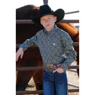 Boy's Geometric Print Button-Down Western Shirt MTW7060368 - Crazy House Western Wear