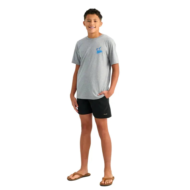 Boy's Huk Sharkskin Heather Kids Rodeo Bass T-shirt H7100119-062