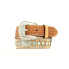 Boy's Nocona Brown Belt with Cowhide and Silver Conchos N4419302