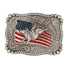 Boy's Nocona Red, White, Blue and Silver Bull Rider Belt Buckle 36107