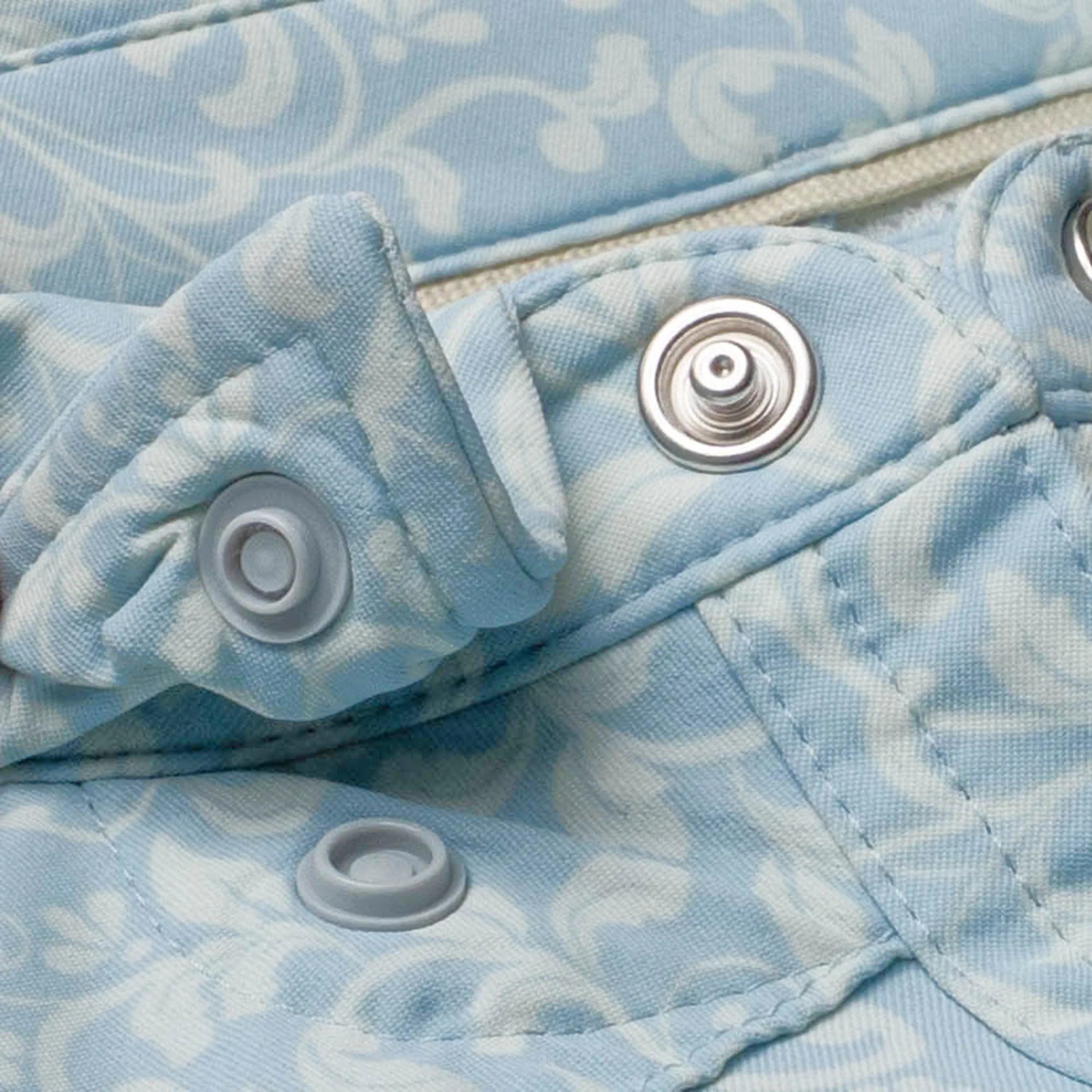 Boy's Poncho "The Alma" Blue Short Sleeve Floral Print Snap Shirt