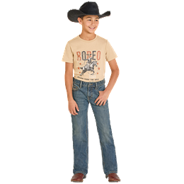 Boy's Rock and Roll Denim Ladder Stitch Embroidered Bootcut BB0BD08050