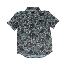 Boy's Rock and Roll Denim Olive Camo Tek Short Sleeve Western Shirt BBN3S08395