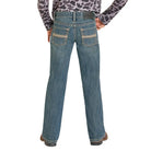 Boy's Rock and Roll Denim Regular Fit Pleather Stitch Bootcut Jeans BB0BD08052