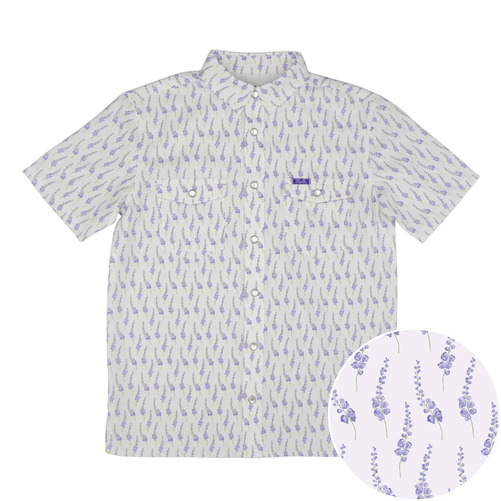 Boy's SanJac Short Sleeve Lone Star Bloom Performance Pearl Snap Shirt YTH-SS-BLBON