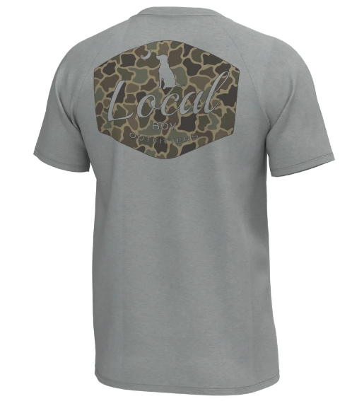 Local Boy Men's Gray Brush Badge Short Sleeve Heather Performance Shirt L1410014-CGRY