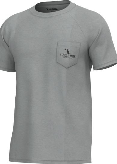 Local Boy Men's Gray Brush Badge Short Sleeve Heather Performance Shirt L1410014-CGRY