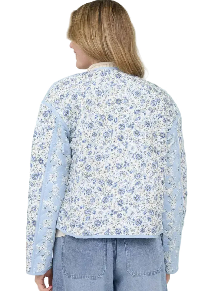 Women's Colorblock Floral Zip-up Quilted Jacket B6SJ1011