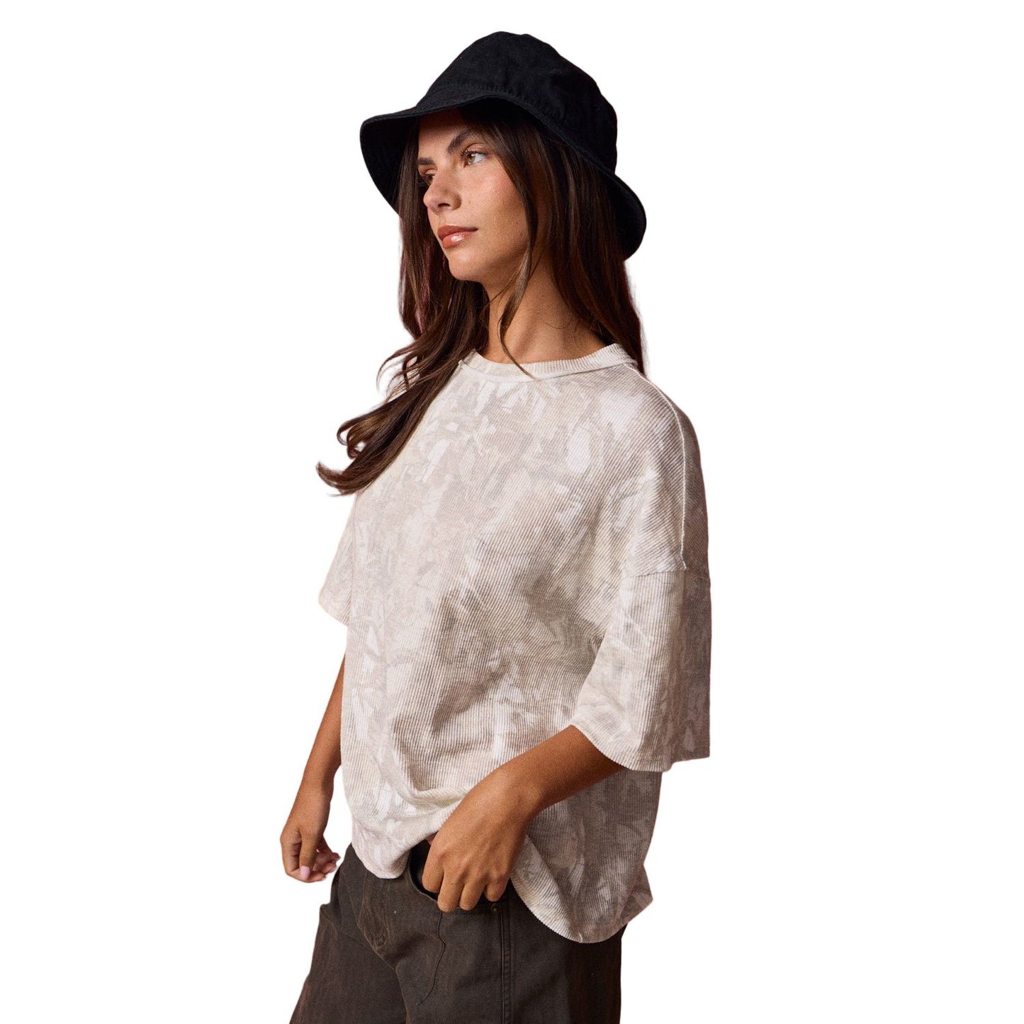 Women's Camo Ribbed Loose Fit Shirt PT51002