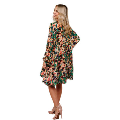 Women's Plus Collared Floral Dress with Ruffle HD7160AX