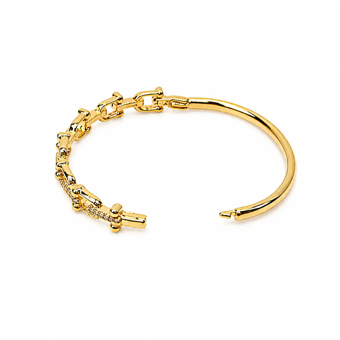 Women's West & Co 18K Gold Plated Link and Stud Bangle WC-BR17G