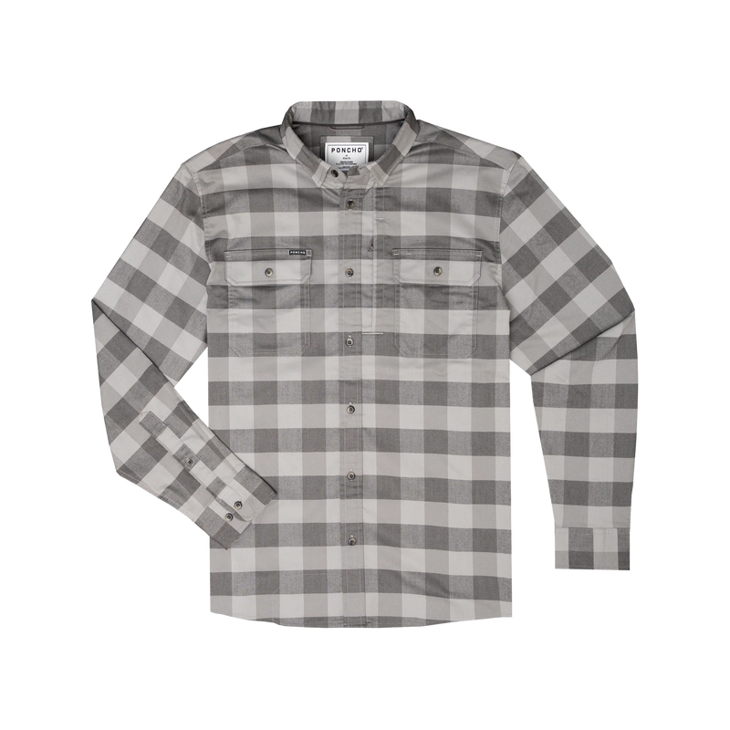 Men's Poncho The Cape Buffalo Plaid Long Sleeve Shirt 