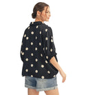 Women's Black Polka Dot Satin Top G13482-7