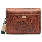 Consuela Brown Tooled Leather Sally On The Town Crossbody Bag OOTT4564VFSQOS