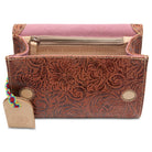 Consuela Brown Tooled Leather Sally On The Town Crossbody Bag OOTT4564VFSQOS