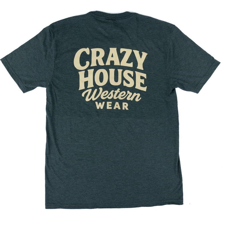 Crazy House Forest Green Short Sleeve Script T-shirt
