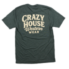 Crazy House Hunter Green and Cream Script Short Sleeve T-shirt