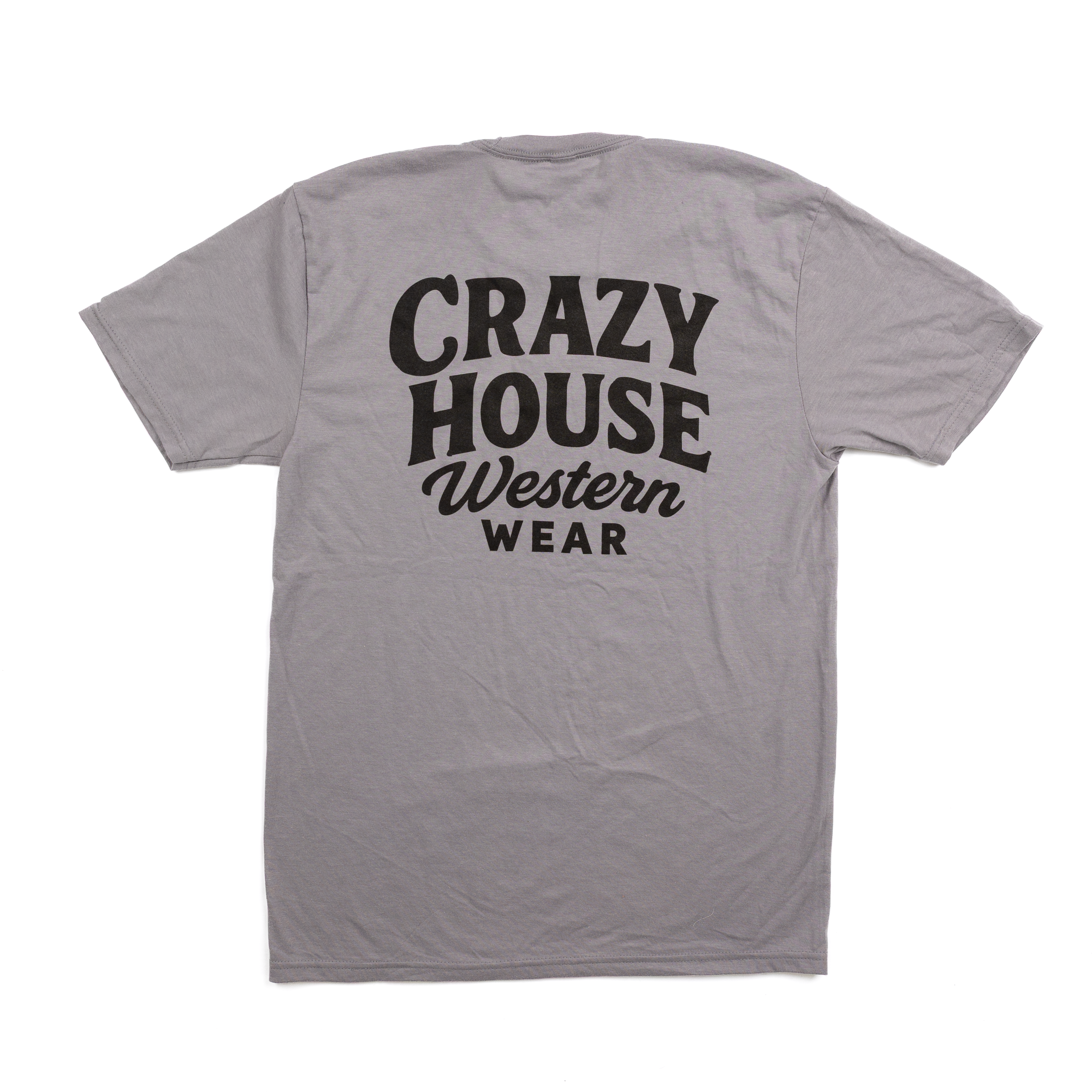 Crazy House Storm Cloud Gray Script T-shirt