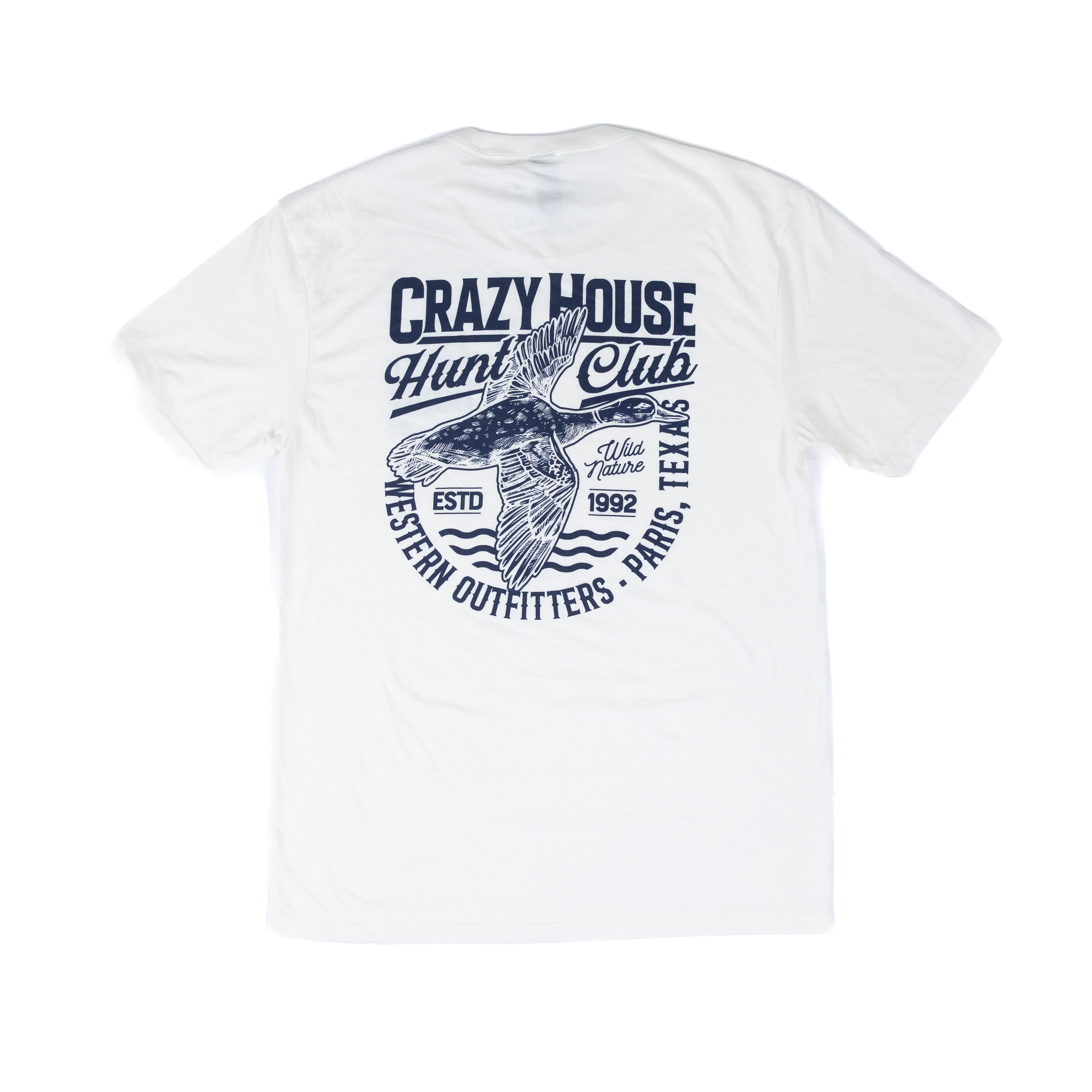 Crazy House White and Navy Duck Hunt Club T-shirt
