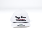 Crazy House White Cap with Black and Red Stitching