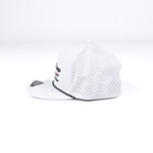Crazy House White Cap with Black and Red Stitching