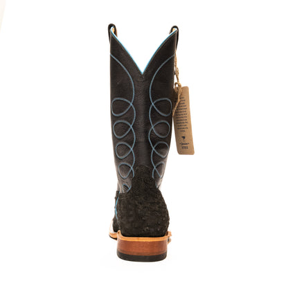 Anderson Bean Black Sueded Ostrich with 13" Black Deercow Top - Crazy House Western Wear