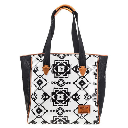 Women's Hooey "Whiteriver" White and Black Aztec Tote Bag HCT003-WHB