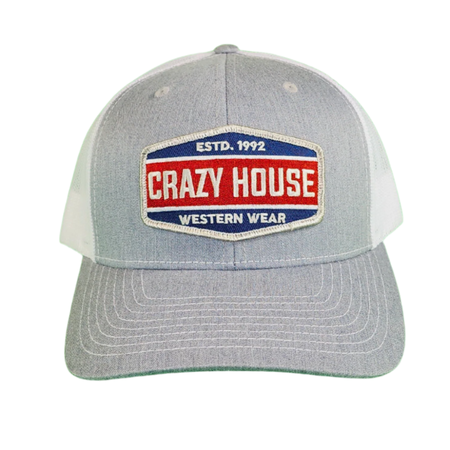 Gray Snapback with Twill Crazy House Patch - Crazy House Western Wear