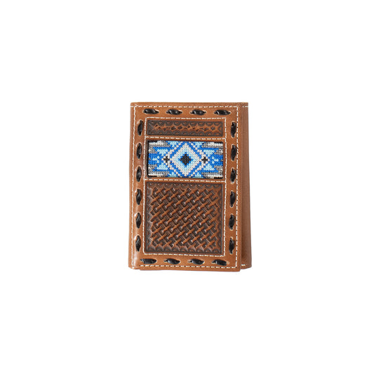 Men's 3D Trifold Style Brown 100% Leather Wallet D250009702 - Crazy House Western Wear