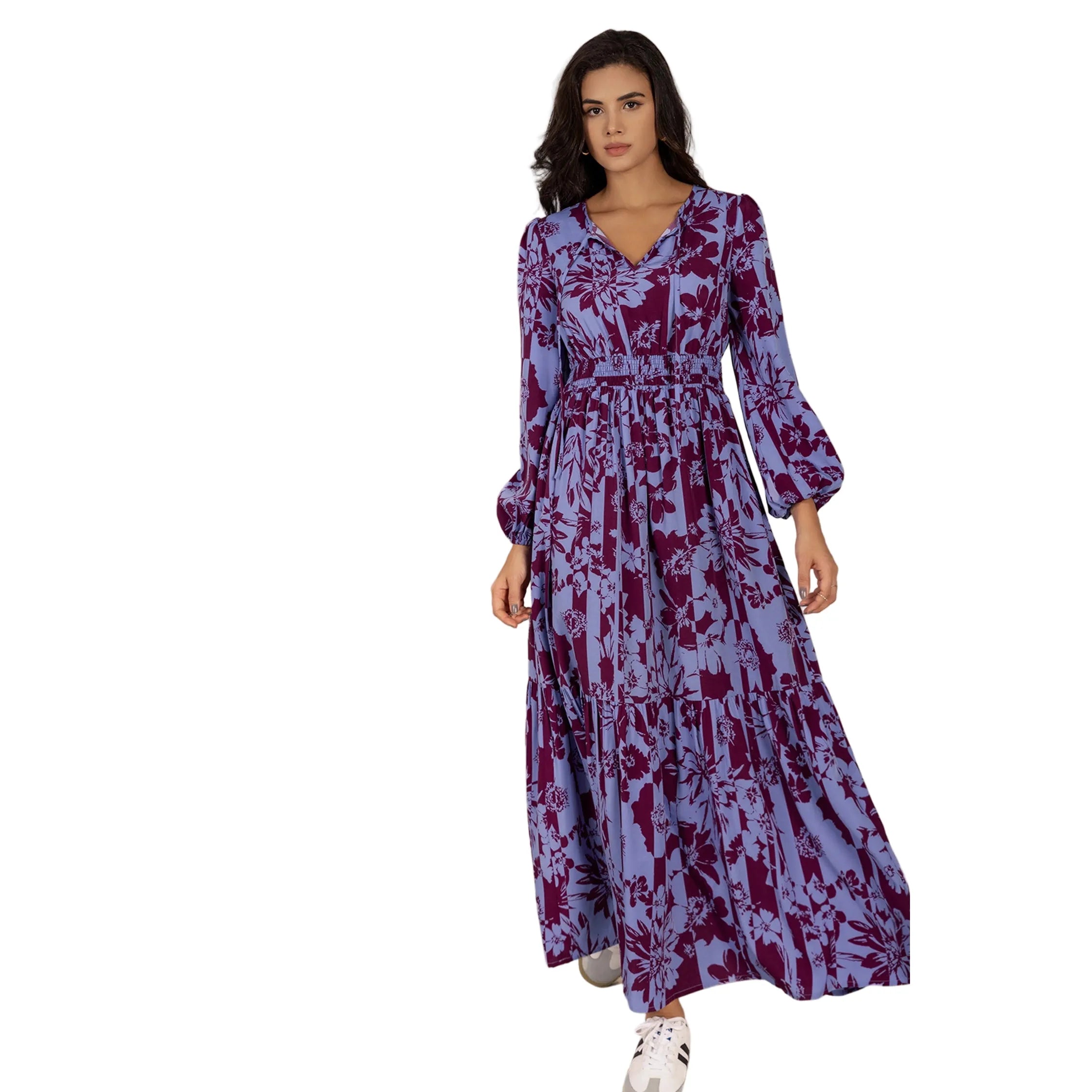 Women's Vacasun Maroon and Blue Maxi Dress
