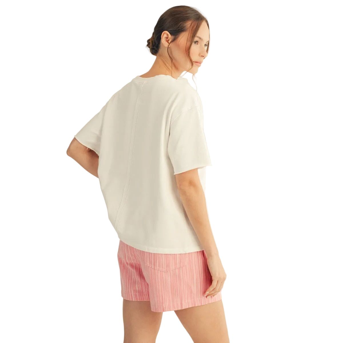 Women's American Flag Patched Casual Wash Top R7154