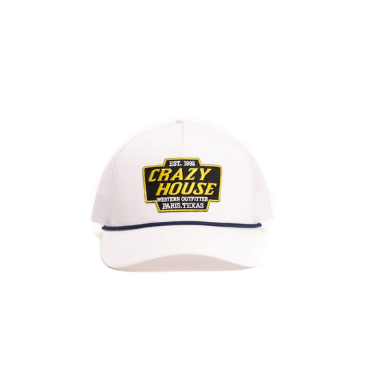 Crazy House Unisex White Snapback with Outfitter Patch - Crazy House Western Wear