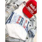 Women's White Short Sleeve "American" Gingham Print T-shirt 