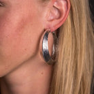 Women's West & Co Burnished Silver Tooled Hoop Earring E342BS