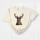 Women's Ivory Short Sleeve Glam Whitetail Deer T-shirt 