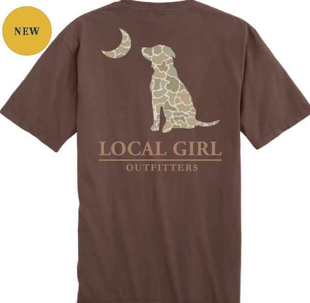 Local Girl Women's Espresso Forest Camo Desert Dog & Moon T-shirt L5100099-ESO