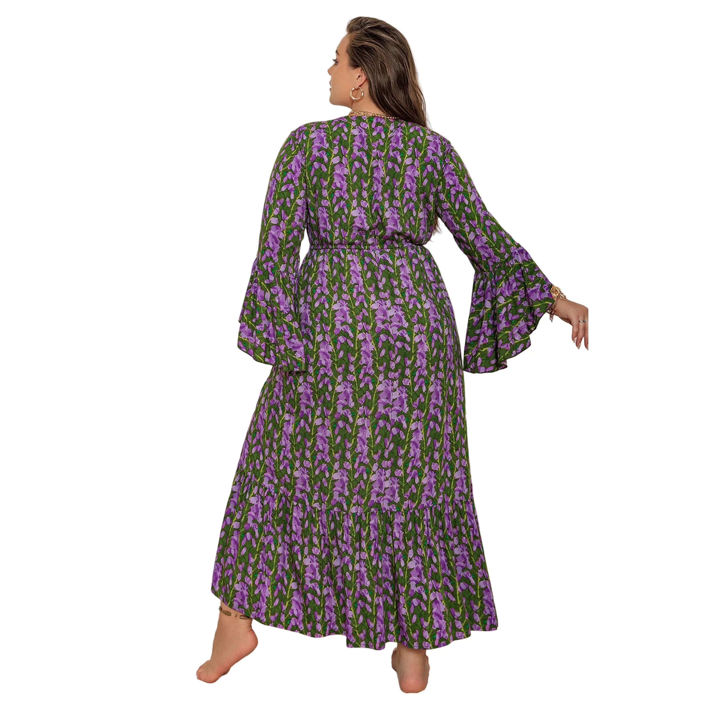 Women's Vacasun Green and Purple Maxi Dress